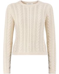 SELECTED - Organic Braun Cable Knit Crew Neck Jumper - Lyst