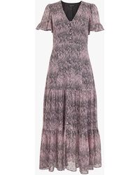 Whistles - Tiger Animal-print Recycled-polyester Midi Dress - Lyst