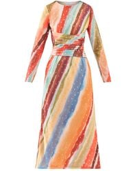 Never Fully Dressed - Sunset Stripe Mesh Midi Dress - Lyst