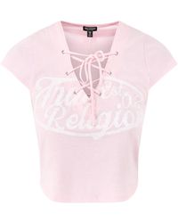 TRUE RELIGION - Lace Up Cap Sleeve Rib Top - Lyst