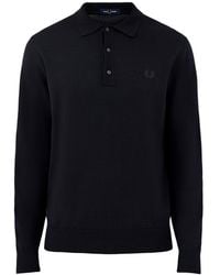 Fred Perry - Classic Knitted Long Sleeve Polo Shirt - Lyst