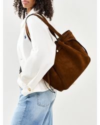 Tory Burch - Romy Suede Tote Bag Tan - Lyst