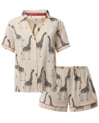 Chelsea Peers - Giraffe Button Up Short Pyjama Set - Lyst