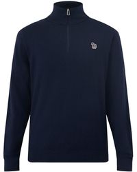 Paul Smith - Cotton & Merino Wool Zebra Quarter-Zip Jumper - Lyst