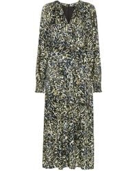 Whistles - Khaki/Multi Leopard Swirl Midi Dress, Wood/Metal - Lyst