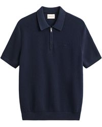 GANT - Rib Half Zip Polo Shirt - Lyst