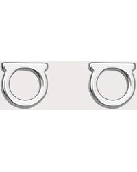 Ferragamo - Silvertone Logo Stud Earrings/0.3" - Lyst