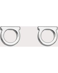Ferragamo - Silvertone Logo Stud Earrings/0.3" - Lyst