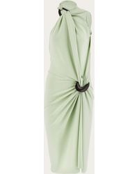 Ferragamo - Mujer Vestido Asimétrico Con Doble Joya Verde - Lyst