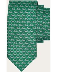 Ferragamo - Hommes Cravate En Soie Imprimé Tigre Vert - Lyst