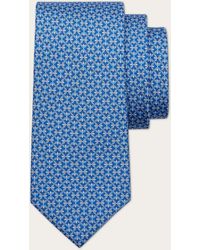 Ferragamo - Hommes Cravate En Soie Imprimé Gancini Bleu - Lyst