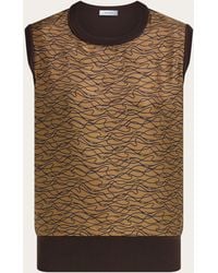 Ferragamo - Knitted Top With Silk Panel Detail - Lyst