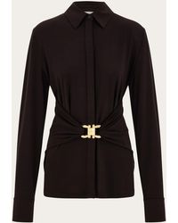 Ferragamo - Viscose Shirt With Gathered Waist - Lyst