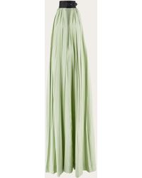 Ferragamo - Damen Kleid Mit Kontrastkragen Grün - Lyst