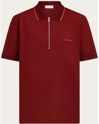 Ferragamo - Cotton Polo Shirt With Zip Closure - Lyst