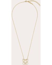 Ferragamo - Crystal Embellished Four Gancini Pendant Necklace - Lyst