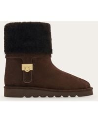 Ferragamo - Fur-Lined Pull On Boots With Hug Buckle - Lyst