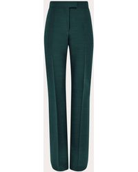 Ferragamo - Femmes Pantalon En Faille De Laine Vert - Lyst