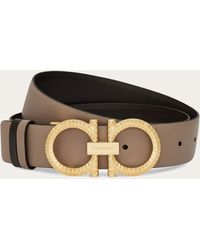 Ferragamo - Knurled Gancini Reversible And Adjustable Belt - Lyst