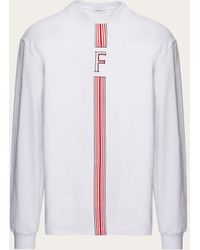 Ferragamo - Long Sleeved T-shirt With College Stripe Graphic - Lyst