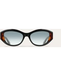 Ferragamo - Oval Frame Sunglasses - Lyst