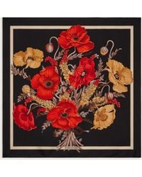 Ferragamo - Poppies Print Silk Foulard - Lyst