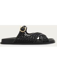 Ferragamo - Gancini Buckle Crossover Slide .5 - Lyst