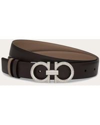 Ferragamo - Knurled Gancini Reversible And Adjustable Belt - Lyst