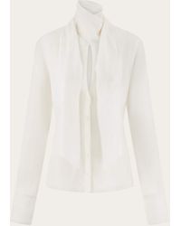 Ferragamo - Mujer Camisa Con Lazo Blanco - Lyst