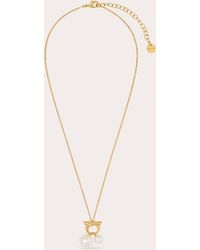 Ferragamo - Double Pearl Necklace - Lyst