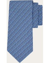 Ferragamo - Printed Silk Tie With Interlocking Gancini And Regimental Stripes - Lyst
