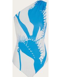 Ferragamo - Mujer Bañador De Un Hombro Con Estampado Venus Azul - Lyst