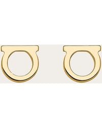 Ferragamo - Silvertone Logo Stud Earrings/0.3" - Lyst
