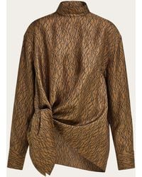Ferragamo - Silk Shirt With Side Knot - Lyst