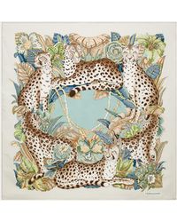 Ferragamo - Cheetahs Print Silk Scarf - Lyst