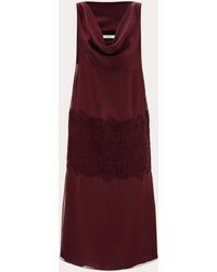 Ferragamo - Silk Dress With Drape Detail - Lyst
