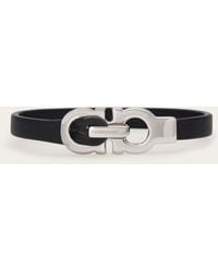 Ferragamo - Logo Brass & Leather Bracelet - Lyst