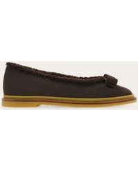 Ferragamo - Vara Bow Ballet Flat With Merino Wool Detail .5 - Lyst