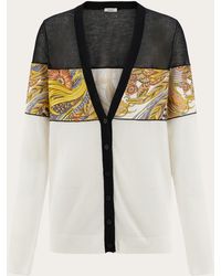 Ferragamo - V-Neck Cardigan With Rooster Print Inserts - Lyst