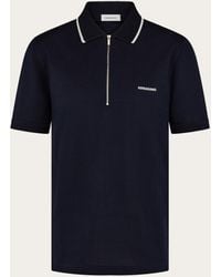 Ferragamo - Cotton Polo Shirt With Zip Closure - Lyst
