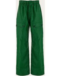 Ferragamo - Drawstring Linen Trouser With Applied Pockets - Lyst