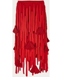 Ferragamo - Mujer Falda De Con Flores Rojo - Lyst