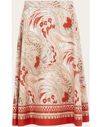 Ferragamo - Rooster Print Long Skirt - Lyst