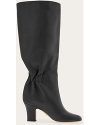Ferragamo - Mujer Botas Con Frunce Negro Talla .5 - Lyst