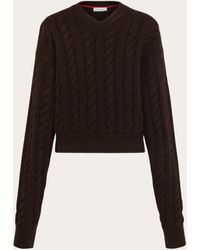 Ferragamo - Cable Knit V-neck Sweater - Lyst