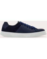 Ferragamo - Clayton Leather And Suede Low-Top Sneakers - Lyst