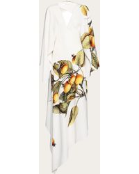 Ferragamo - Damen Asymmetrisches Kleid mit Botanik-Print - Lyst