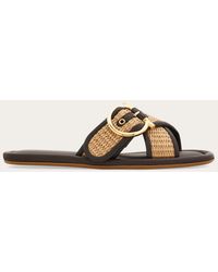 Ferragamo - Double Strap Gancini Ornament Slide - Lyst