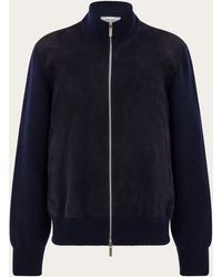 Ferragamo - Suede Blouson With Knitted Details - Lyst