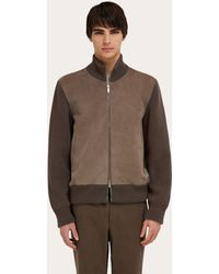 Ferragamo - Herren Bomberjacke Aus Leder Und Wolle - Lyst